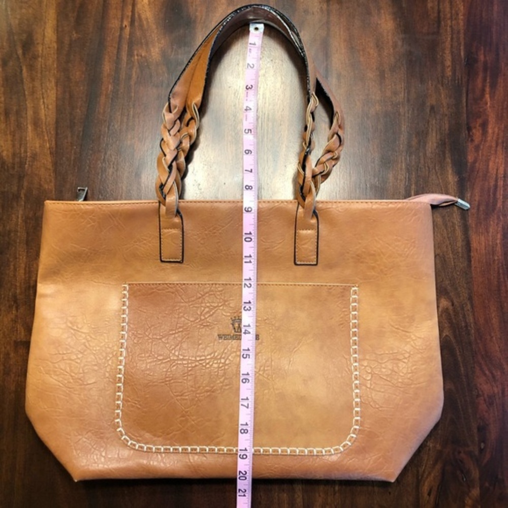 *BROWN* Weimeibaige Vegan Leather Tote Bag, Large - Picture 14 of 16